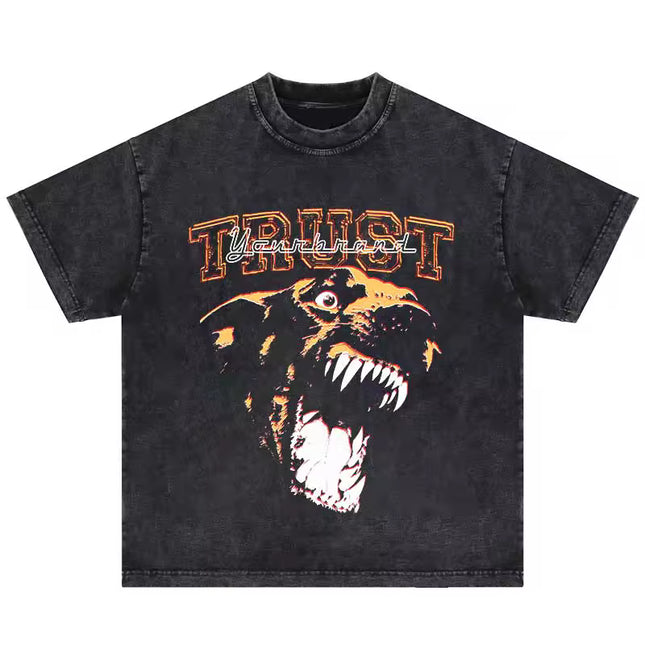 2024 Harajuku Oversize Cotton Washed Tshirt Horror Doll Gothic Punk Graphic Print T-Shirt Streetwear Hip Hop Vintage Men Tshirt